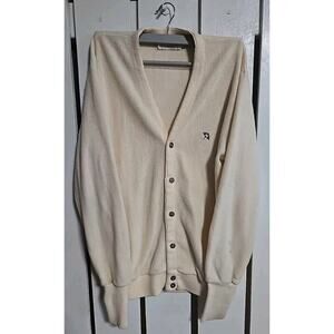 Vintage Arnold Palmer‎ Golf Cardigan Grandpacore Sweater Mens M Light Pink Cream